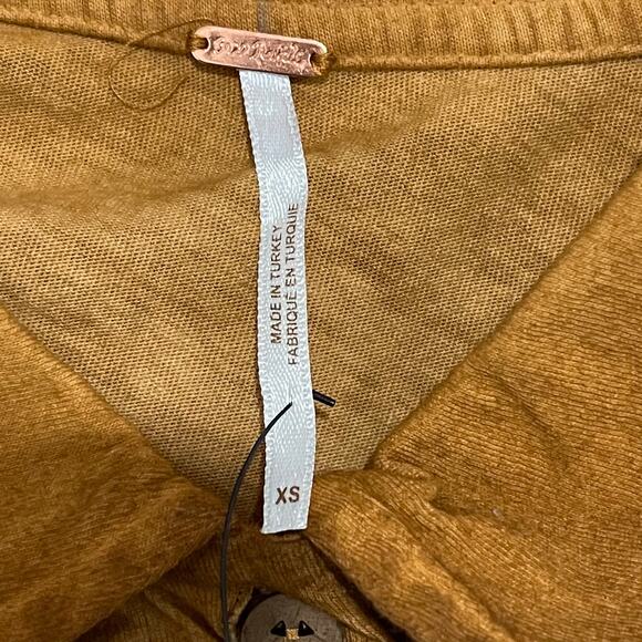 Free People Weekend Rush Button Front Cropped Top Copper Size XS NEW - Picture 9 of 10